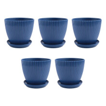 Plastic Planter Pots for Plants, 5 Pack 6 Inch Flower Pots with Drainage Holes and Saucers, for Indoor Outdoor D