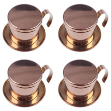 4X Stainless Steel Vietnamese Coffee Filter Single Cup Vietnam Hand Punch Pot Drip Filter Coffee Pot Rose Gold