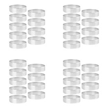 36 Pack Round Tart Ring, Mousse Rings, Stainless Steel Heat-Resistant Perforated Mousse Rings, Metal Round Ring Mold