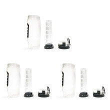 3X Garrafa de água 1000Ml/32Oz Infusor Infusor de Frutas Plástico Esportes DesintoxicaçãO Saúde Preto