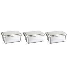 3X Stainless Steel Fresh-Keeping Box Storage Box with Lid Food Storage Box Cooking Ingredient Packaging Box, B