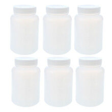 6X Laboratorium Opbergkoffer voor Chemicaliën, Witte Plastic Fles met Wijde Opening, 500 Ml