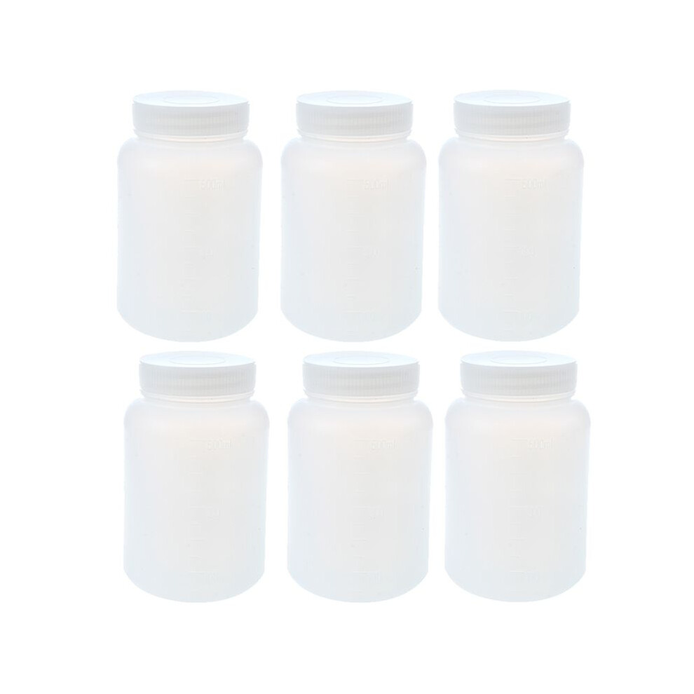 6X Laboratory Chemical Storage Case White Plastic Widemouth Bottle 500Ml 6033240921488