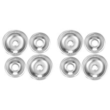 8x Drip Pan Kit,Universal Chrome Burner Drip Bowls Replacement for Kitchen Aid Range W10278125 W10196405