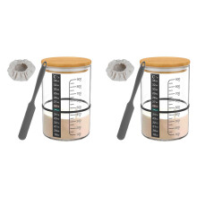 2X Glass Sourdough Jar Fermentation Container Tank Wide Mouth Sourdough Jar for Kitchen Baking Food Storage