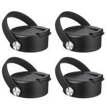 4X Water Bottles Lid for Flask 12 16 18 20 32 40 OZ Wide Mouth, Flip Lid Replacement Lids with Strap Handle