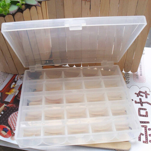 Sewing Bobbin Organizer 25 Slots Transparent Plastic Storage Case 2