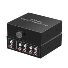 4-Weg Bidirectionele RCA-Stereo-Audioschakelaar 1 in 4 Uit of 4 in 1 Uit L/R-Jack-Geluidskanaal voor RCA-Audioschakelaar