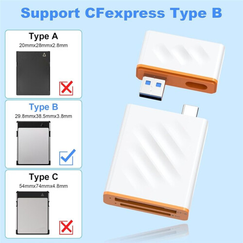 High Speed Camera 4 in 1 CFexpress Type-B Card Reader USB3.2 10GBps Transfer SD3.0 Card Reader CFExpress B 2