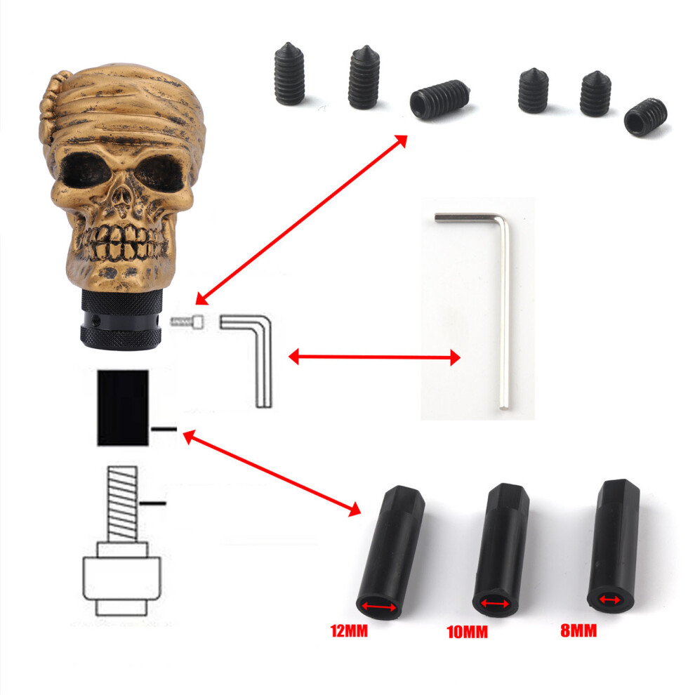 Skull Style Shift Knob 3 Adapters Resin 7055741298066