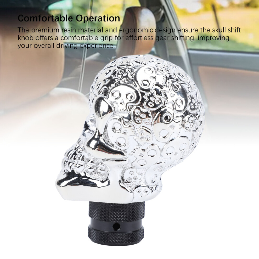 Skull Stick Shift Knob Resin For Manual Auto Silver 7055741328954