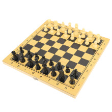 Wooden 3-in-1 Chess & Checker Set 39x39cm Beech Wood Foldable Game Board