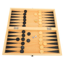 Jeu d’échecs et dames 3-en-1 en bois de 39x39 cm, planche pliable en bois de hêtre