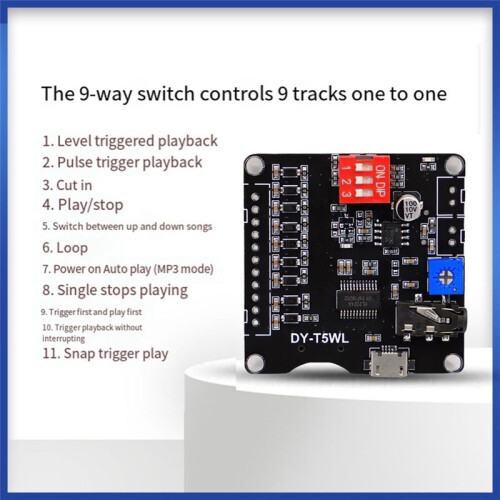 5W Power Voice MP3 Playback Control Module One-To-One Triggering TF Memory Card U Disk Custom Audio T5Wl 2