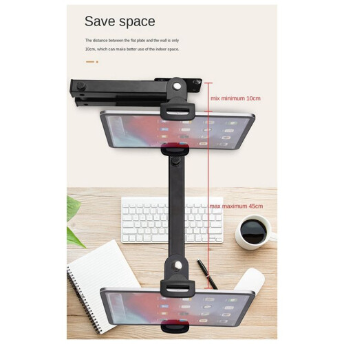 Wall Mount Tablet Stand Adjustable Long Arm Stretchable Cell Phone Stand for 4-13 Inches 1
