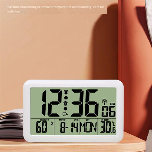 Clock with Indoor Outdoor Temperature Wireless,Precision Sensor,7.5 Inch LCD Display with Backlight,Self-Setting 2