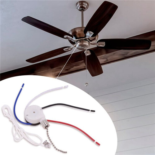 3X Ceiling Fan  Kit 3 Speed 4 Wire,Fan Zipper Speed Control ,ZE-208S Pull Wire  with Rope Silver 2