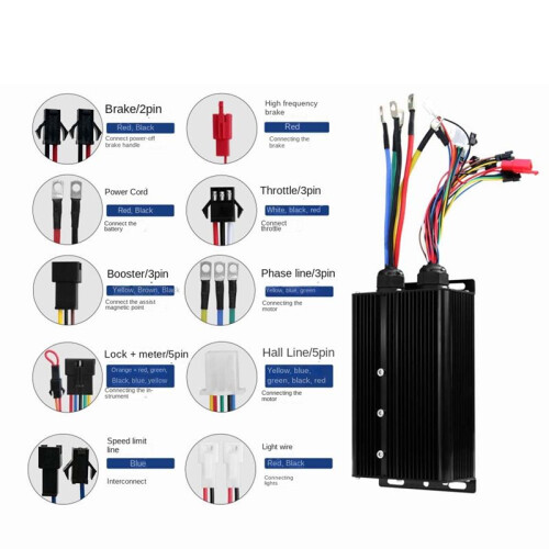 Vierkante Golfcontroller 48-72V 80A 5000W Elektra Fiets Scooter Motor Motor Hall Sensor Lithium Conversie Controller 2