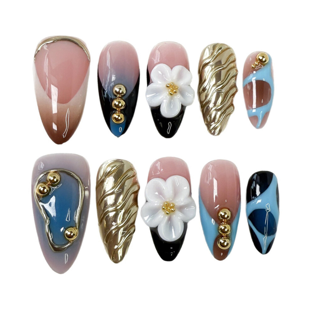 Dachuang Beauty (Xs) Pink Floral False Nails - Reusable & Charming
