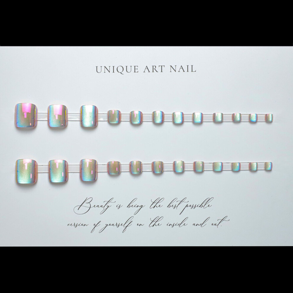 Dachuang Beauty 24Pcs Aurora Square Fake Nails, Chip-Proof Diy