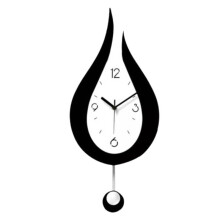 (Black) Modern Waterdrop Pendulum Wall Clock Silent Acrylic Clocks Home Gift Decoration