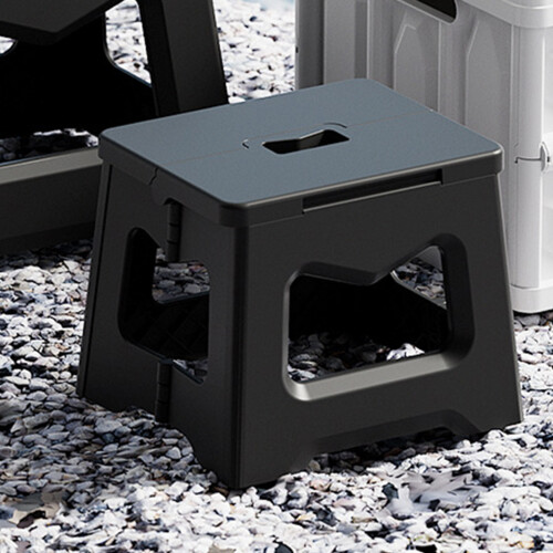(Black, Medium) Foldable Hiking Stool - Non-Slip, Portable for Outdoor