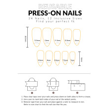 Pink Line-Printed False Nails, Reusable & Charming