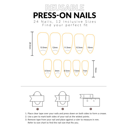 Pink Line-Printed False Nails, Reusable & Charming