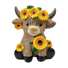 (B) Highland Cow Planter with Drainage, Farmhouse Decor
