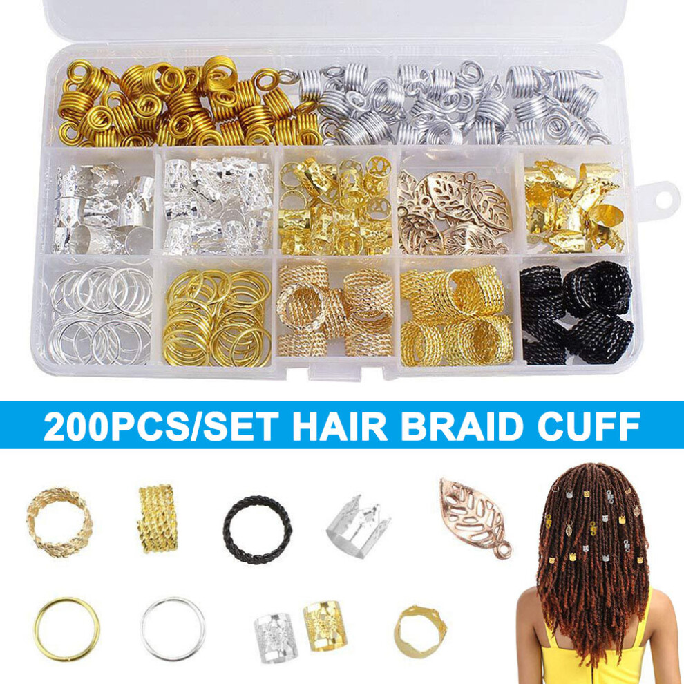 Bright-Home 200Pcs Aluminum Hair Coil Dreadlocks Braided Rings Metal Hair Cuffs Braiding Beads