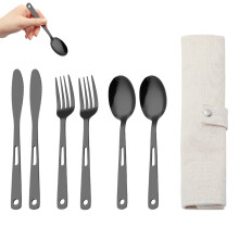 (【Black】7-piece set (including storage bag)) Travel Cutlery Set - Knife Fork Spoon