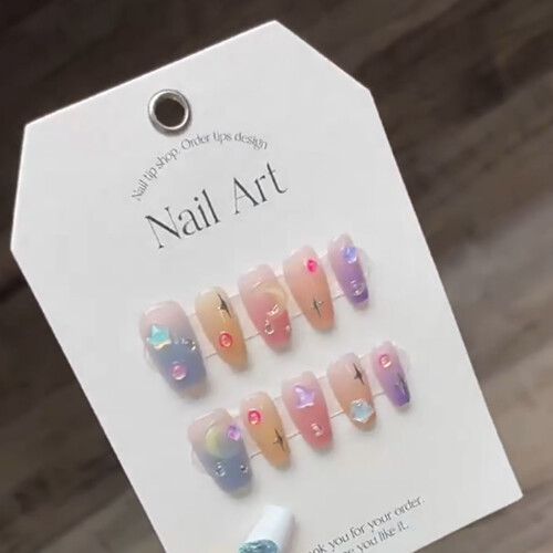 (XS) 10 Ongles Coffin Lune Étoile