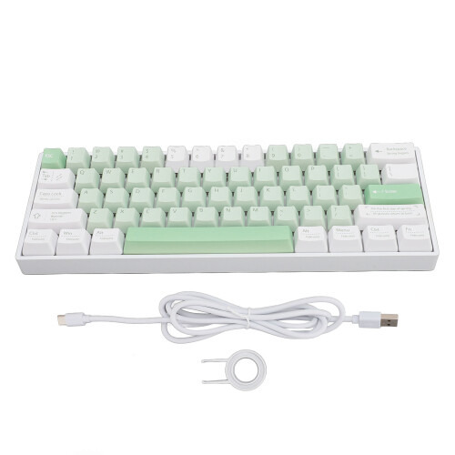 61 Keys Mechanical Keyboard RGB Backlit 2.4G Bluetooth Wired White 1