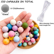 120PCS Colorful Silicone Beads Smooth Surface Easily Use DIY Beads for Jewelry Making and Crafting