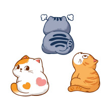 (Cute fat cat package 2) Funny Cat Car Stickers - Self-Adhesive for Auto, Motorcycle