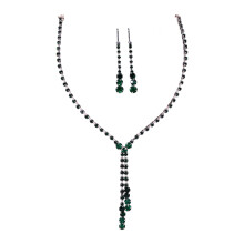 (Green) Sparkling Rhinestone Necklace & Earrings Set for Women