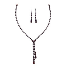 (Purple) Sparkling Rhinestone Necklace & Earrings Set for Women