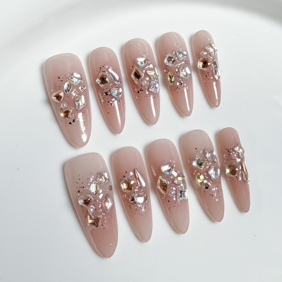 Dachuang Beauty (S) Long Clear Blush Fake Nails For Easy Application