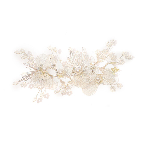 (Silver) Pinces à Cheveux Fleurs Perles DIY Élégantes