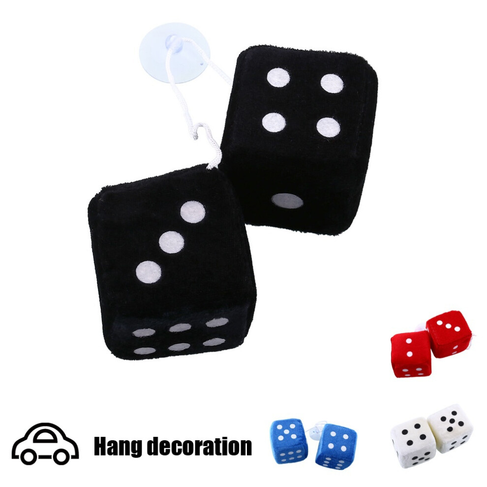 Fuzzy Dice Car Mirror Hangers - Dots White 6017806779164