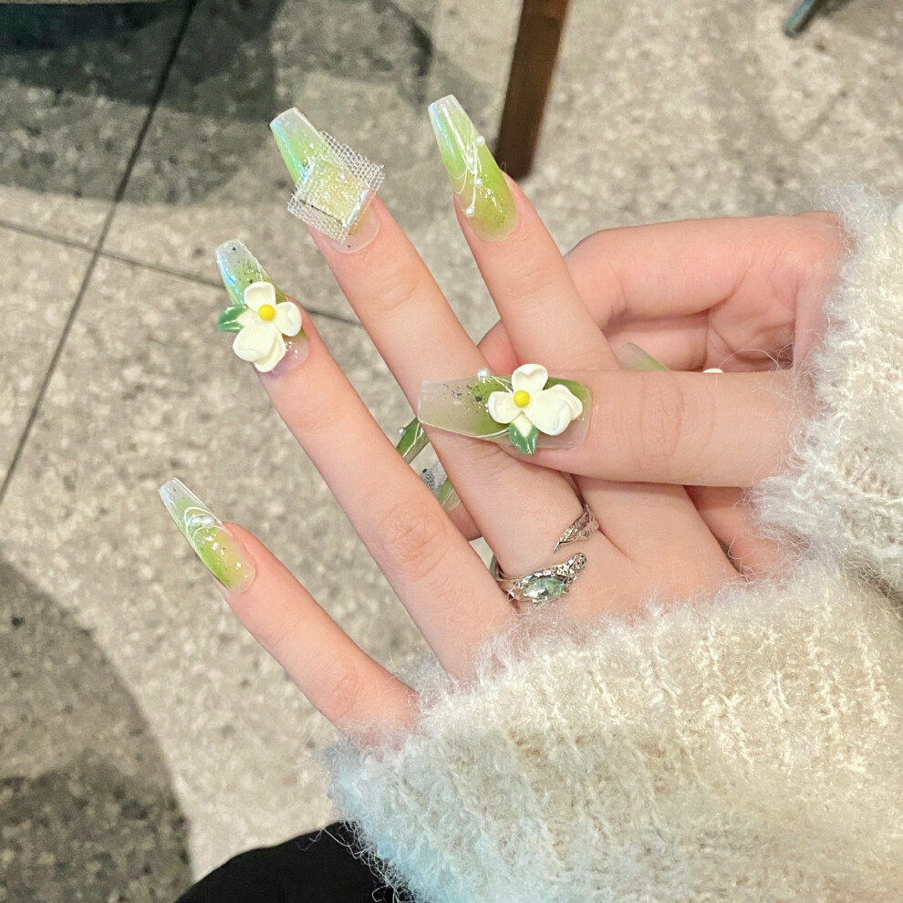 Dachuang Beauty (Xs) Floral Coffin Press-On Nails - 50 Char