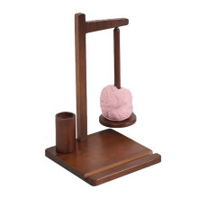 Wooden Yarn Holder for Crocheting,Magnetic Yarn Holder Spinner with Phone Slot for Knitting and Crocheting Lovers