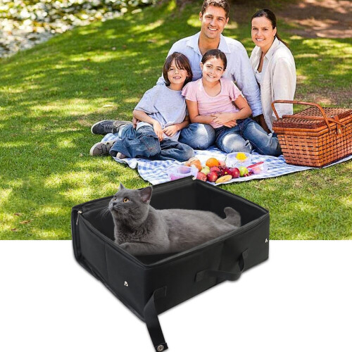 Foldable Cat Litter Box with Zipper, Reusable Tray