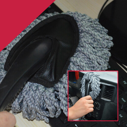 Microfiber Car Wax Brush 30cm Scratch-Free Dashboard Cleaning Mop Grey 2