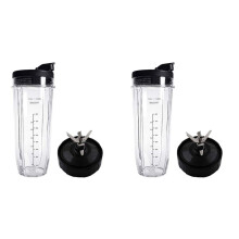 2X Deckel und 32 Unzen Becher und 7 Flossen Klinge für Kompatibel mit Auto IQ 1000W Mixer Zubehör Teile Ersatz Zubehör Teile BL482