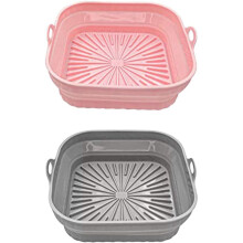 Air Fryer Silicone Liners, Square Reusable Air Fryer Liners Foldable, Air Fryer Accessories, 2 Pack and Grey