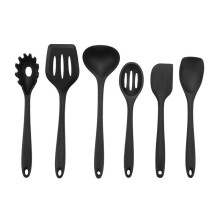 Silicone Cooking Utensils Set,6Pcs Black Heat Resistant Kitchen Utensils Set, Kitchen Nonstick Tools Spatula Ladle Spoon