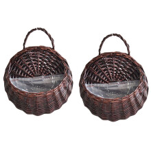 Pot de Fleur Mural en Osier Naturel, Panier de Vase en Rotin, Marron