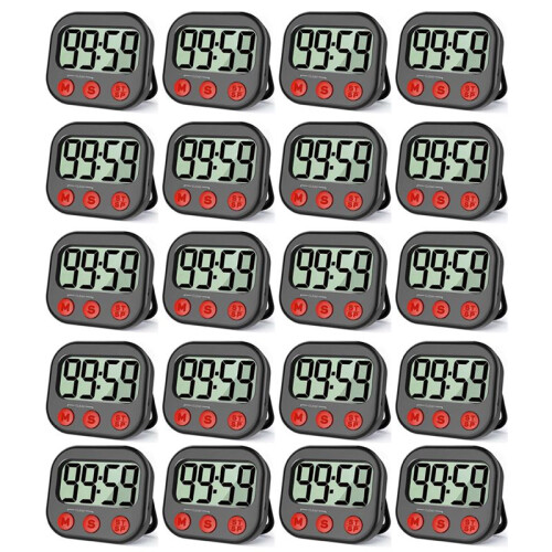 20X Kitchen Timer, Digital Visual Timer Magnetic Clock Stopwatch Countdown Timer, Large LCD Screen Display for Cooking
