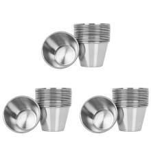 Paquet de 36 - Tasses à Sauce Condiment En Acier Inoxydable Brossé Premium Pots à ÉPices Bols à Trempettes Liquides - 2.5Oz 70Ml